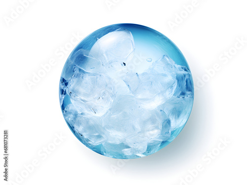 Ice ball isolated on white background with clipping path, abstract sphere glossy geometric object for food and drink,