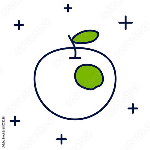 Filled outline Genetically modified apple icon isolated on white background. GMO fruit. Vector