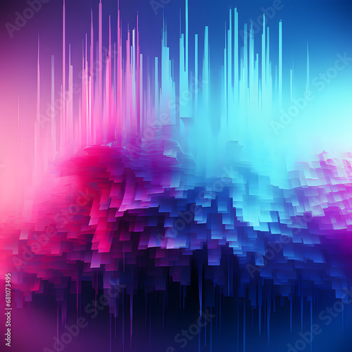 Illustration of spectrogram with purple  magenta and aquamarine color scheme