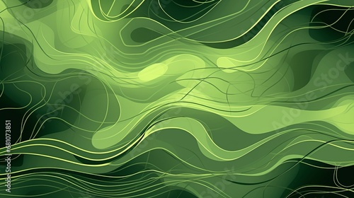 Organic Nature Swirls: Abstract Green Lines Wallpaper Background Illustration Illustration Generative AI