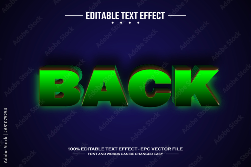 Back 3D editable text effect template
