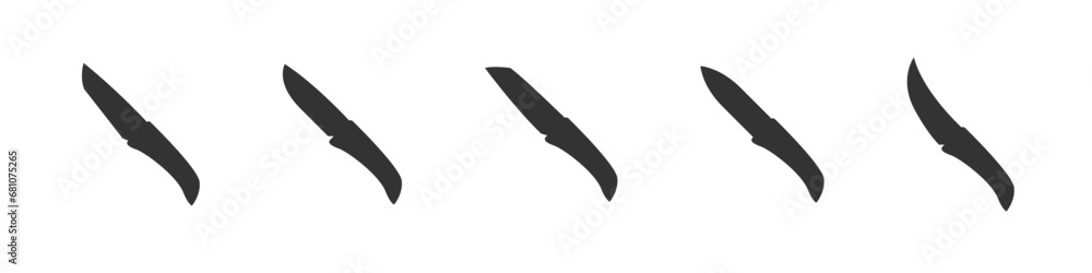 Obraz premium Knife blade types. Knifes sharp vector silhouette set.