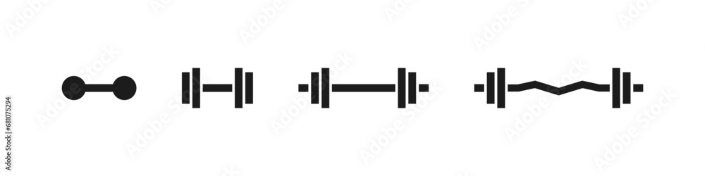 Dumbbell vector icon set. Dummbbels weight lifting gym icons. Dumbbell vector icon set. Dummbbels weight lifting gym icons.