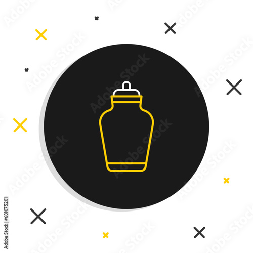 Line Funeral urn icon isolated on white background. Cremation and burial containers, columbarium vases, jars and pots with ashes. Colorful outline concept. Vector