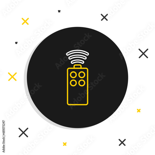 Line Remote control for the camera icon isolated on white background. An auxiliary device that allows you to work with a camera from a distance. Colorful outline concept. Vector