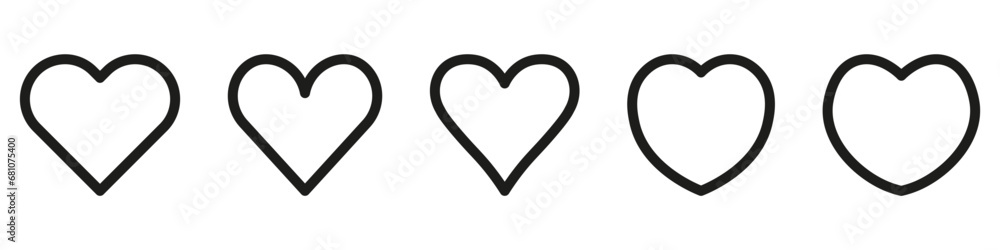 Red heart shape. Hand drawn vector hearts. Drawing with a brush in the shape of heart. Red heart shape. Hand drawn vector hearts. Drawing with a brush in the shape of heart.
