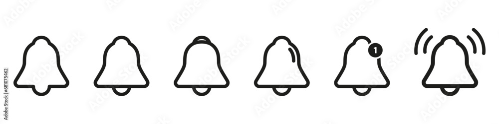 Notification bell icon. Alarm symbol. Incoming inbox message. Ringing bells. Alarm clock and smartphone application alert. Social media element. Notification bell icon. Alarm symbol. Incoming inbox message. Ringing bells. Alarm clock and smartphone application alert. Social media element.