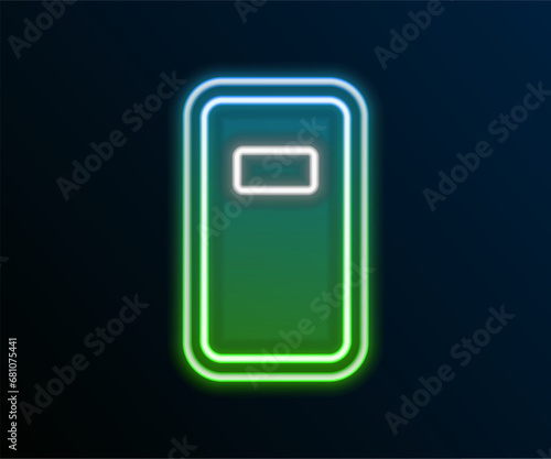 Glowing neon line Police assault shield icon isolated on black background. Colorful outline concept. Vector