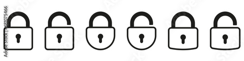 Lock icons set. Padlock symbol collection. Security symbol. Lock open and lock closed icon.