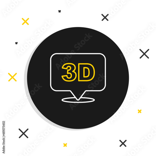 Line 3D word icon isolated on white background. Colorful outline concept. Vector