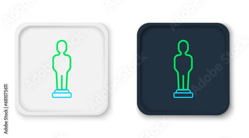 Line Movie trophy icon isolated on white background. Academy award icon. Films and cinema symbol. Colorful outline concept. Vector