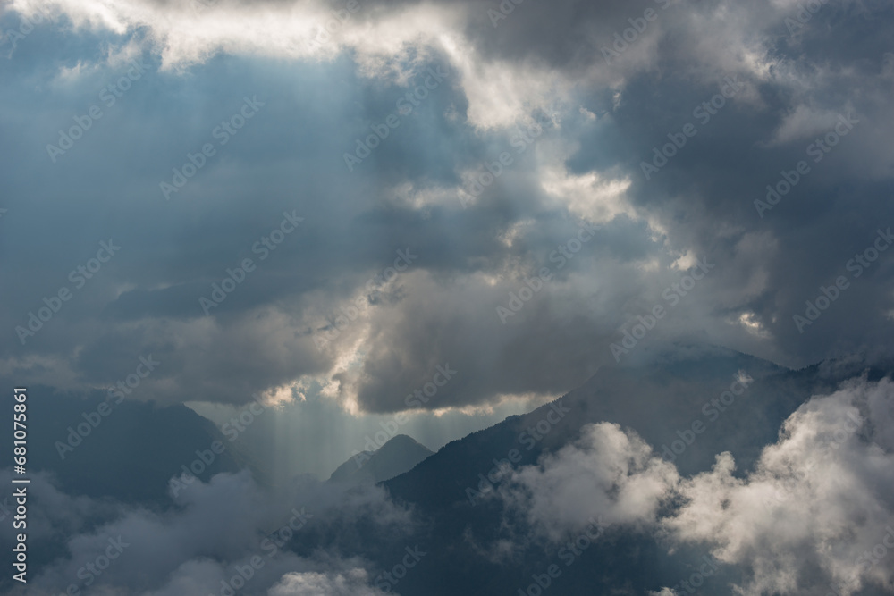 Fototapeta premium Stormy clouds above the mountains.