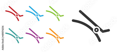 Black Hair clip icon isolated on white background. Set icons colorful. Vector