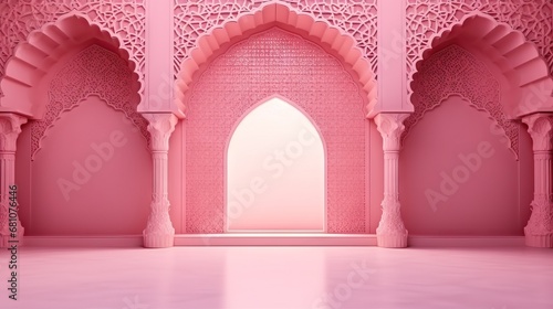 Vibrant Indian Studio Backdrop  Islamic Zali Pattern in Hyper-Realistic Detail generative ai