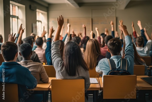 Engaged High School Students Participating in Classroom Discussion generative ai