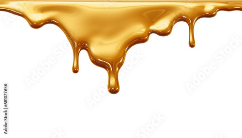 melted gold dripping isolated on transparent background cutout