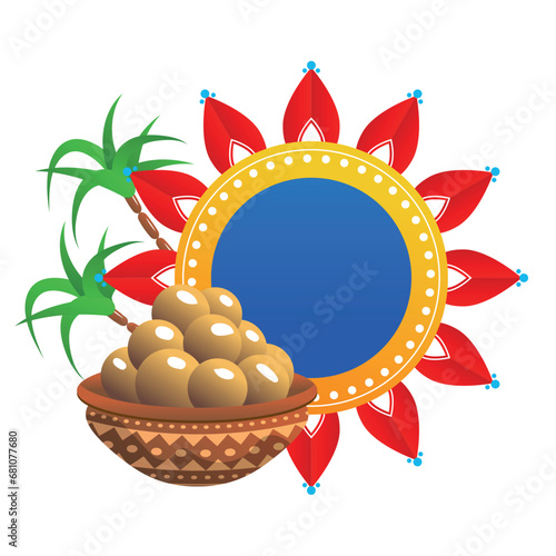 Lohri indian festival cartoon frame