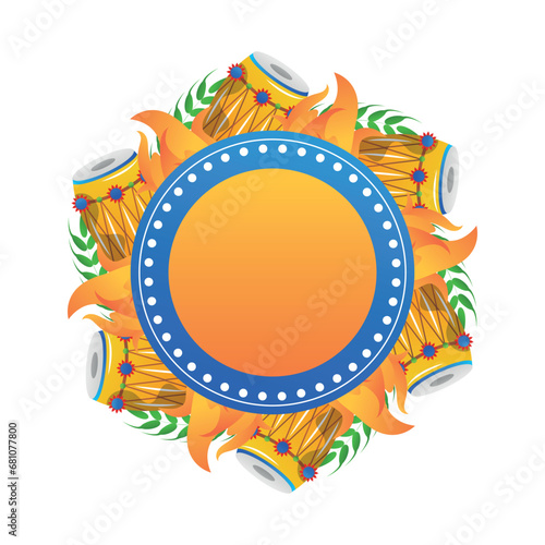 Lohri indian festival cartoon frame