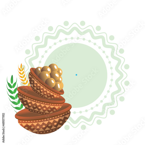 Lohri indian festival cartoon frame