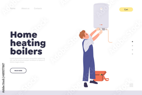 Home heating boiler repair and installation online service landing page design website template
