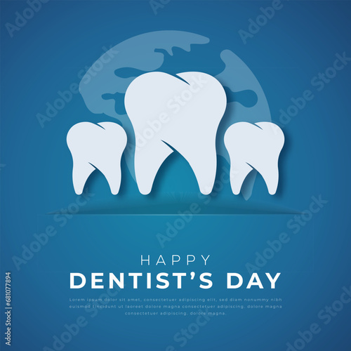 Happy Dentist’s Day Paper cut style Vector Design Illustration for Background, Poster, Banner, Advertising, Greeting Card