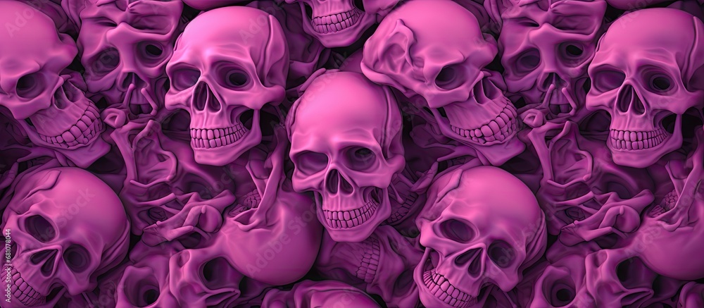 Pink spooky background with a seamless skeleton pattern Copy space image Place for adding text or design Pink spooky background with a seamless skeleton pattern Copy space image Place for adding text or design