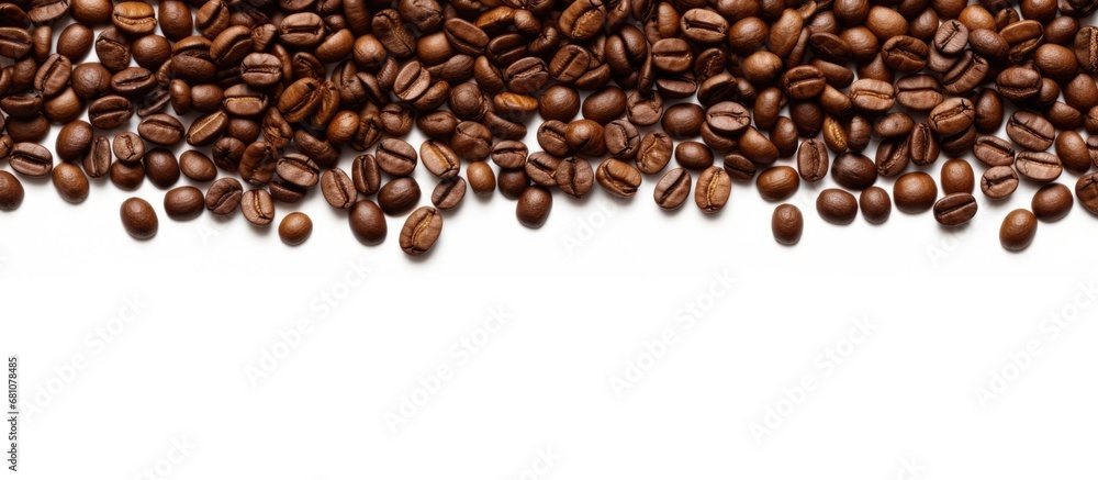 Roasted coffee bean frame white background suitable for texture Copy space image Place for adding text or design Roasted coffee bean frame white background suitable for texture Copy space image Place for adding text or design