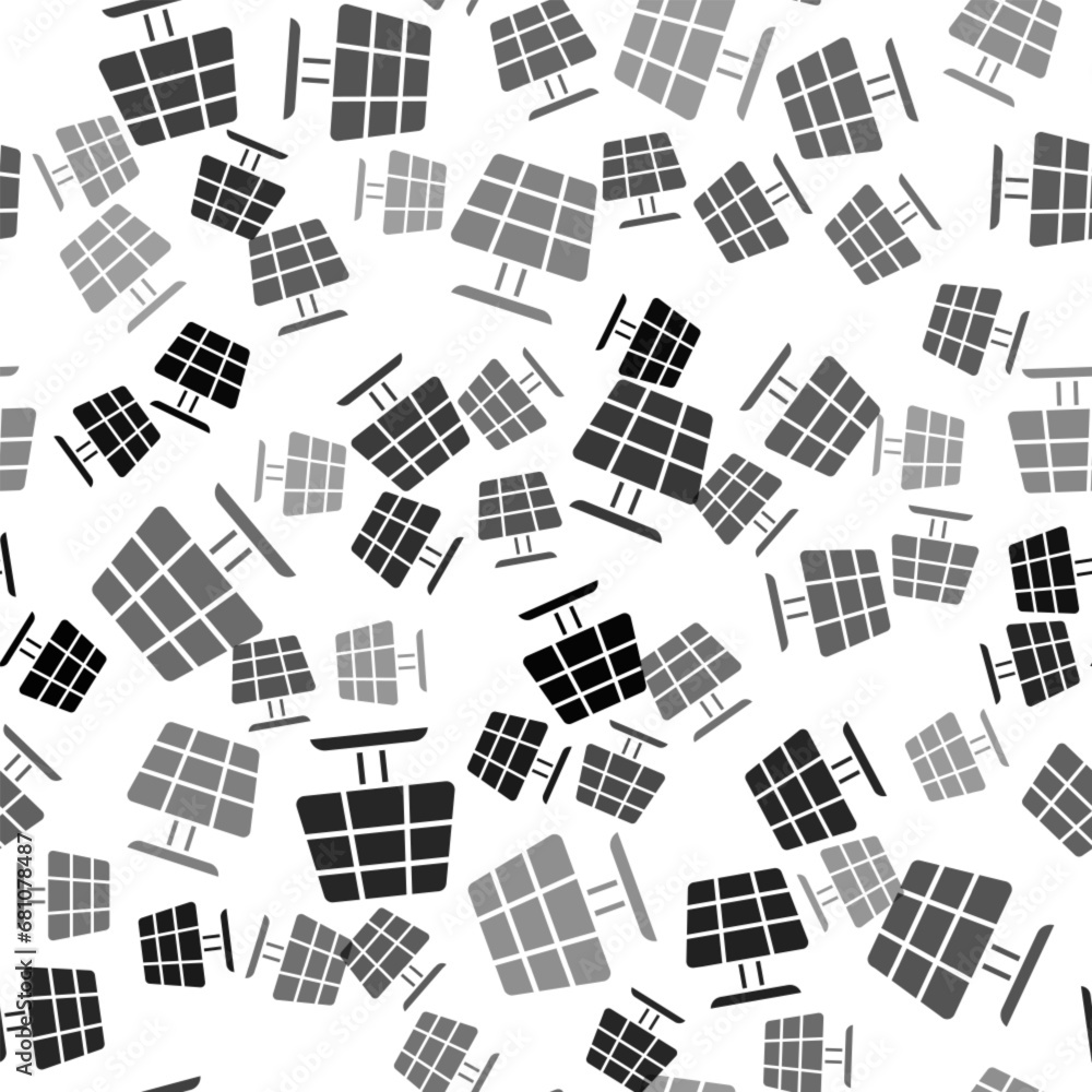 Black Solar energy panel icon isolated seamless pattern on white background. Sun with lightning symbol. Vector Black Solar energy panel icon isolated seamless pattern on white background. Sun with lightning symbol. Vector