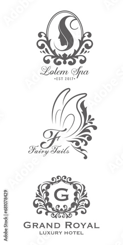 Vintage Royal Heraldic Monogram and Frame Logo Decorative Design