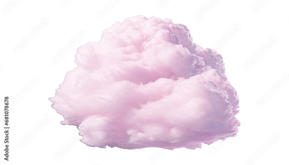 pink cloud isolated on transparent background cutout