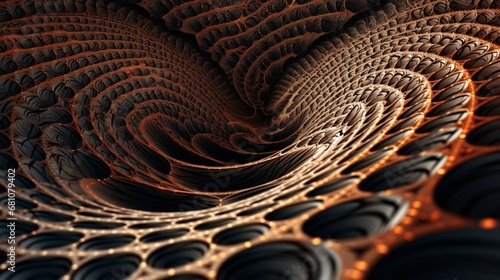 A close-up view of fractal patterns that seem to stretch infinitely into the distance. photo