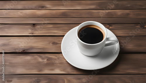 Black Coffee Mug on Wooden Table
