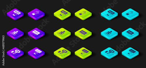 Set Hand holding auction paddle, Price tag with Sale, Auction auctioneer sells, Online, and Bid icon. Vector