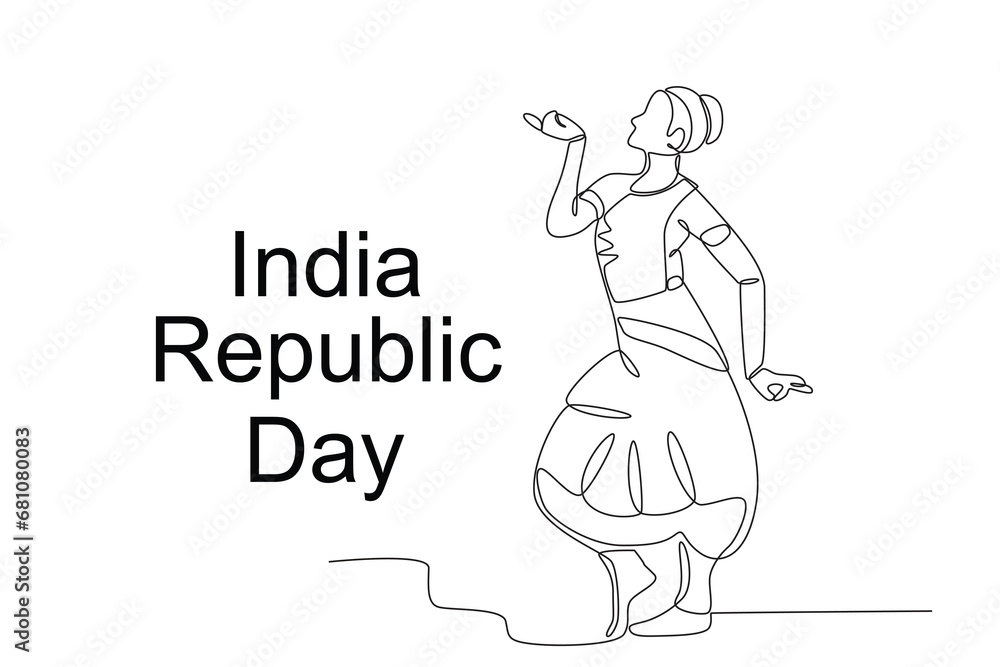 An Indian Republic Day concept. Indian republic day one-line drawing