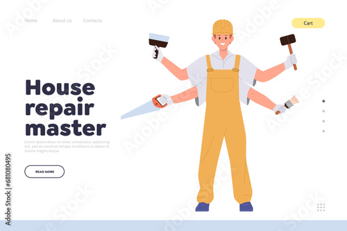 House repair master professional service online order landing page template with craftsman design