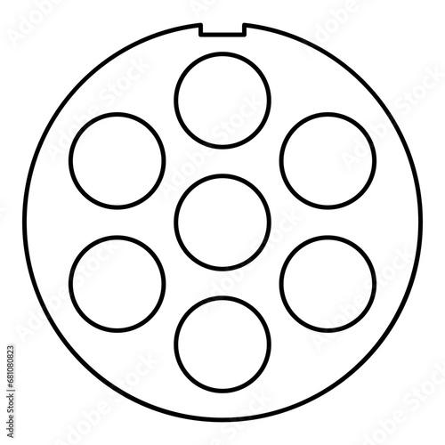 Grate for meat grinder plate mincer device for growing shallow of meat lattice sieve contour outline line icon black color vector illustration image thin flat style
