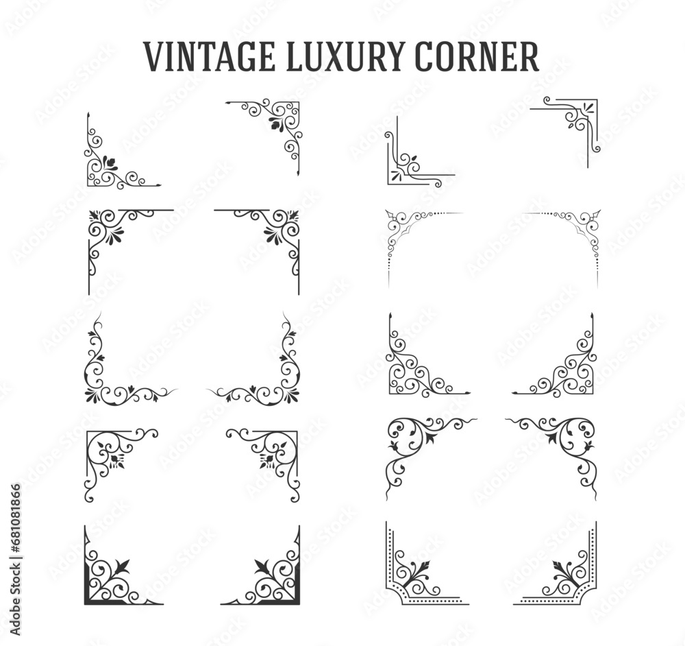 Set of Vintage Luxury Corner Design Vector