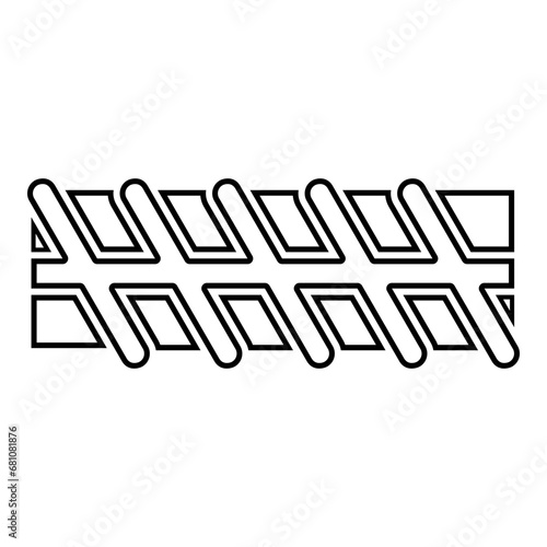 Reinforcement bar rebar ribbed metal rod contour outline line icon black color vector illustration image thin flat style