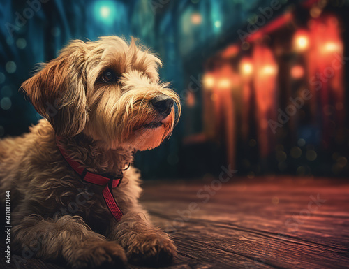 Goldendoodle on the Deck created with Generative AI Technology, ai, generative