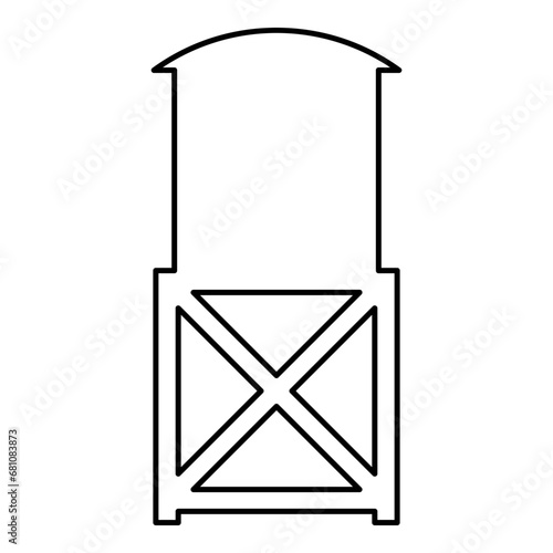 Water tower elevated industrial construction tank contour outline line icon black color vector illustration image thin flat style