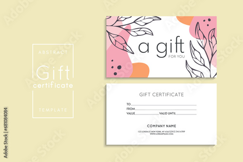 Set of colorful gift cards template. Modern style vector illustration of flowers for saloon, gallery, spa, shop. Gift voucher	
