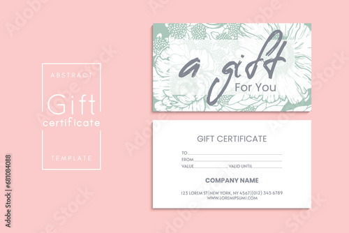 Set of colorful gift cards template. Modern style vector illustration of flowers for saloon, gallery, spa, shop. Gift voucher	
