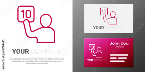 Logotype line Assessment of judges icon isolated on white background. Logo design template element. Vector