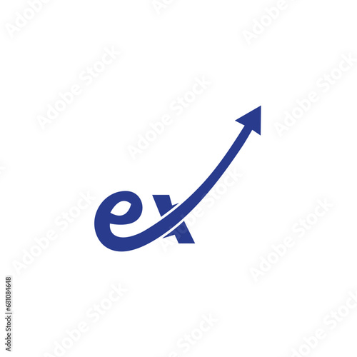 EX E X Letter Logo Design in  Colors. Creative Modern Letters Vector up arrow Icon Logo Illustration.