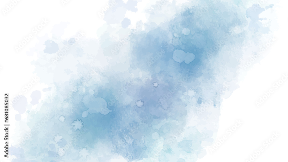 水彩テクスチャの背景素材　ブルー　冬イメージ　横長　16:9 - obrazy, fototapety, plakaty 