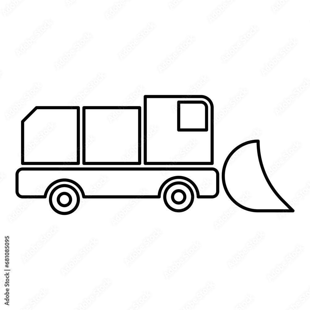 Snowblower snow clear machine snowplow truck plough clearing vehicle equipped seasons transport winter highway service equipment clean contour outline line icon black color vector illustration image Snowblower snow clear machine snowplow truck plough clearing vehicle equipped seasons transport winter highway service equipment clean contour outline line icon black color vector illustration image