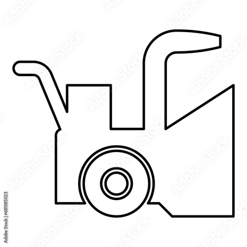 Snowblower snow clear machine snowplow truck plough clearing vehicle equipped seasons transport winter highway service equipment clean contour outline line icon black color vector illustration image 