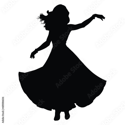 Dance Woman Silhouette on White Canvas
