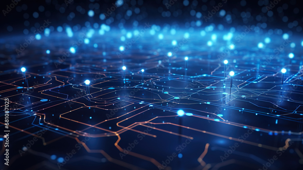 Obraz premium Network of lines and dots. Generative Ai