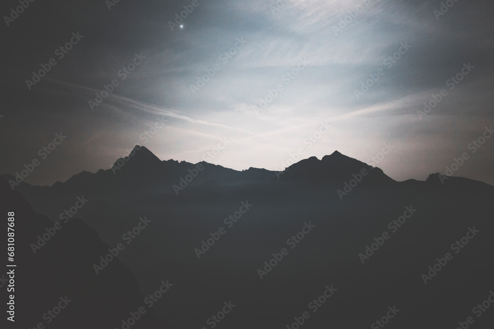 night landscape in the mountains